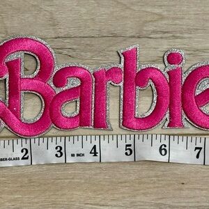 Pink Barbie Patch with Silver Trim